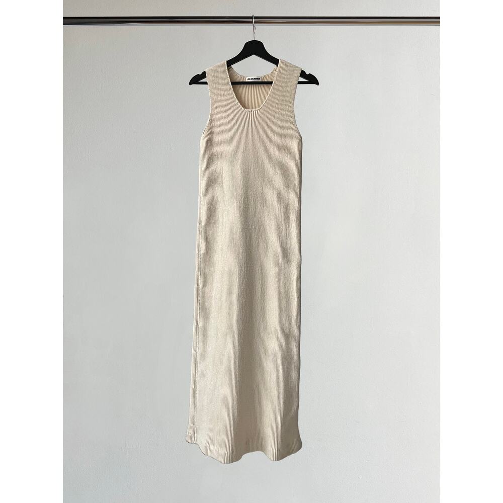 JIL SANDER RIB CREWNECK MIDI DRESS
